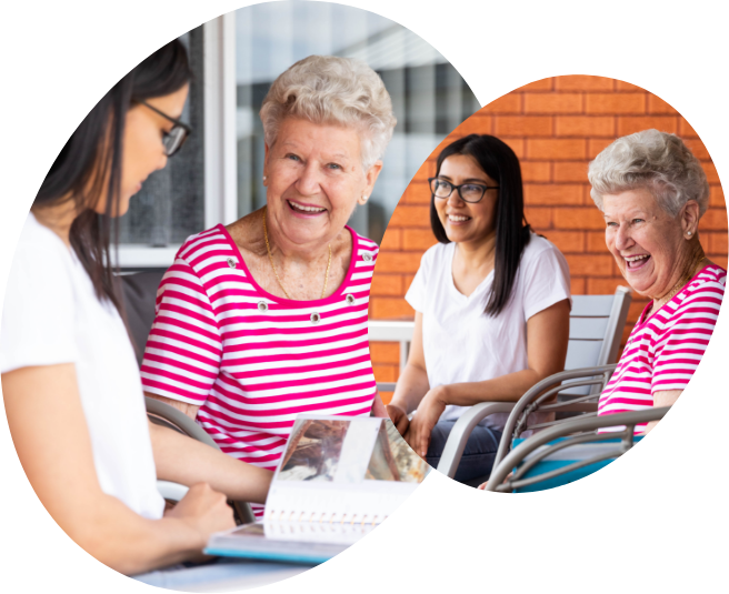 Smiling Elderly Woman with NDIS Staff