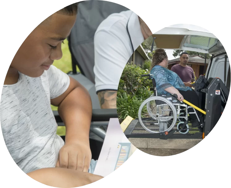 Kid and Woman in a Wheelchair