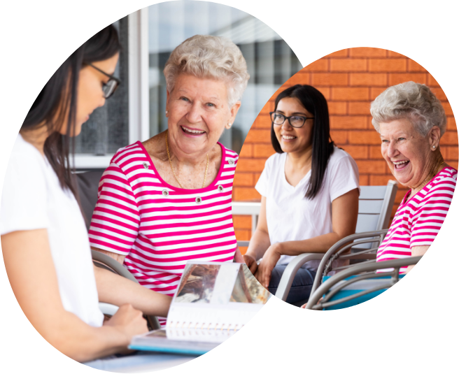 Smiling Elderly Woman with NDIS Staff